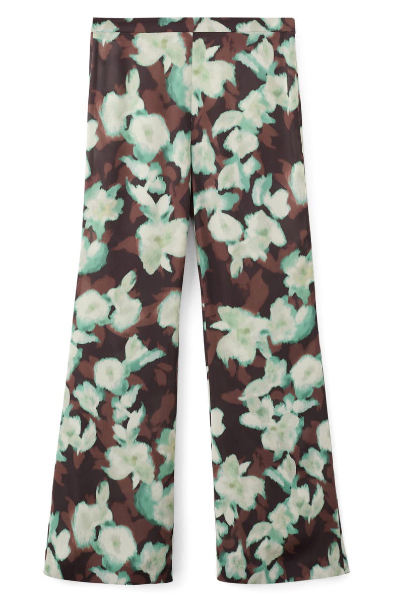 MANGO Floral Print Flare Leg Pants, Alternate, color, Green