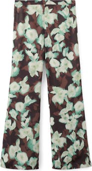 MANGO Floral Print Flare Leg Pants