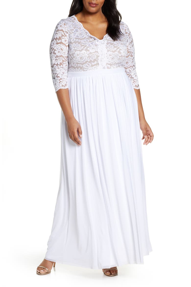 Everlasting Lace Pleated Dress, Main, color, WHITE
