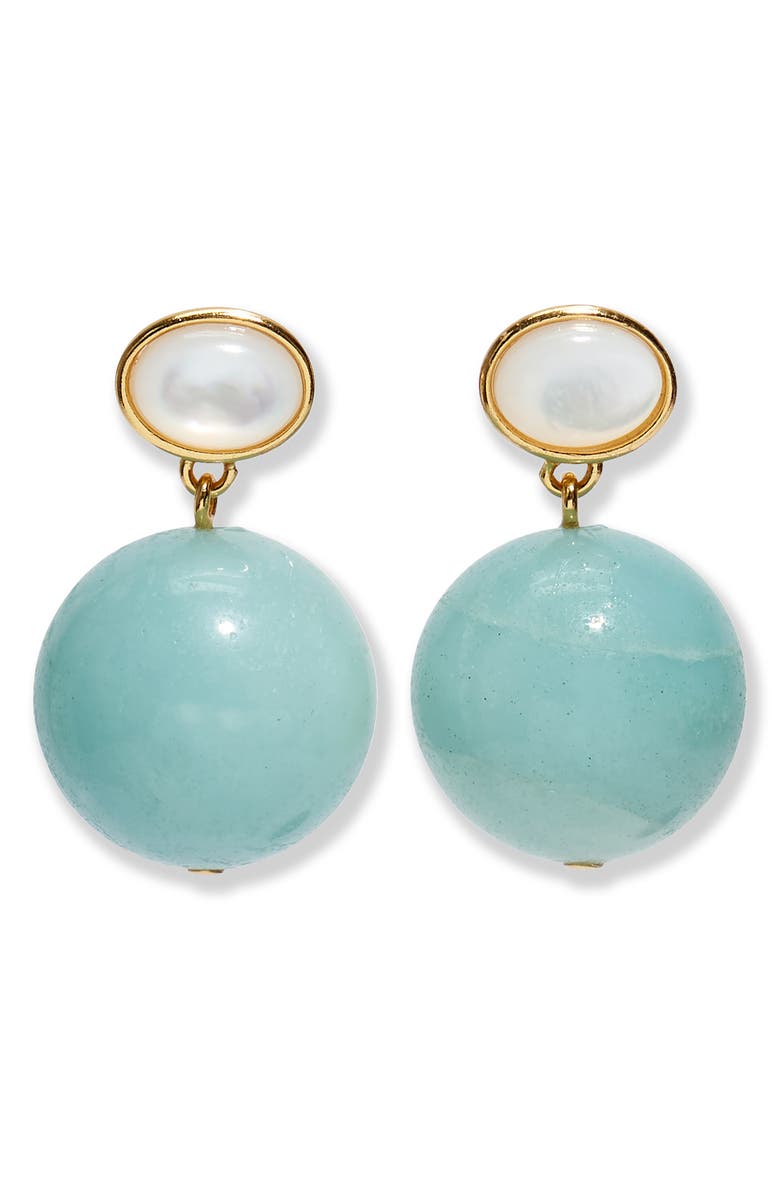 Lizzie Fortunato Cora Mother-of-Pearl Amazonite Drop Earrings, Main, color, 