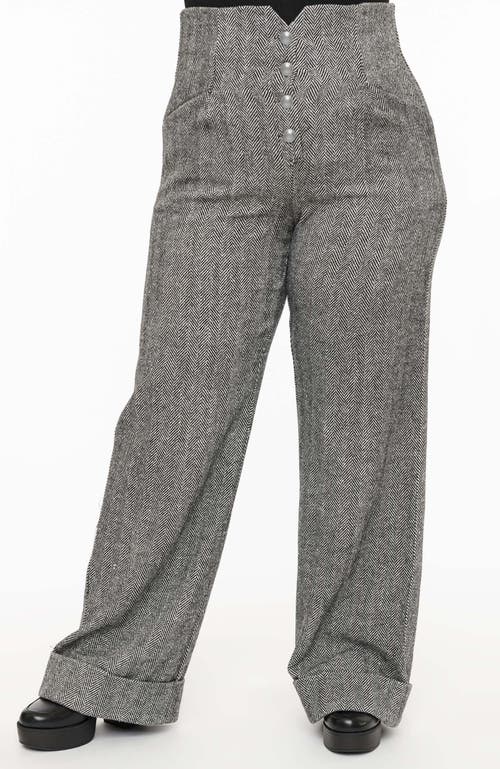 UNIQUE VINTAGE UNIQUE VINTAGE PLUS SIZE 1940S BUTTONED WIDE LEG TROUSERS