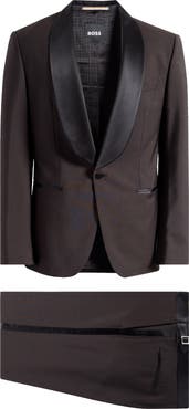 BOSS Huge Shawl Collar Dark Brown Wool & Mohair Tuxedo