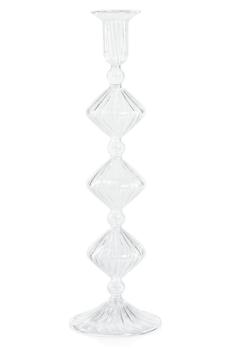 Zyrandol Set of 2 Glass Taper Candleholders, Main, color, CLEAR