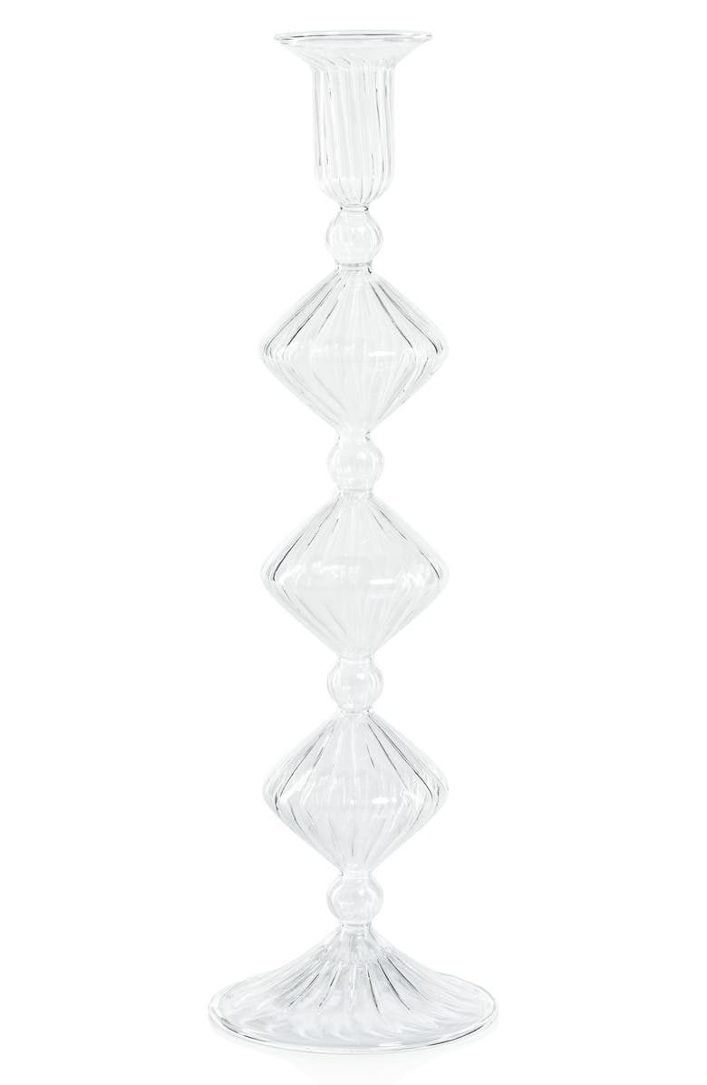 Zodax Zyrandol Set of 2 Glass Taper Candleholders, Main, color, Clear