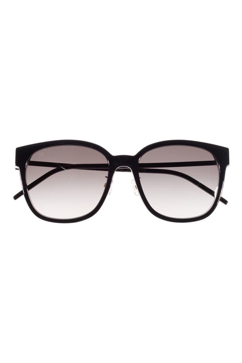 57mm Square Sunglasses, Main, color, BLACK BLACK SMOKE