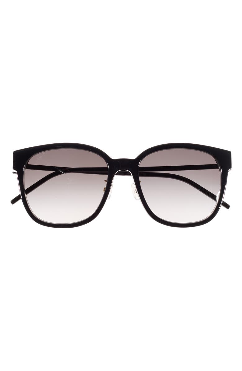 Saint Laurent 57mm Square Sunglasses, Main, color, Black Black Smoke