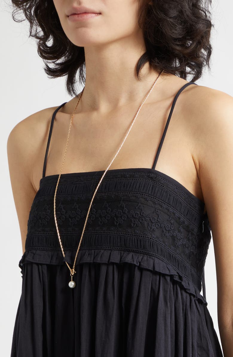 POSSE Danielle Embroidered Lace Ruffle Trim Midi Dress, Alternate, color, Black