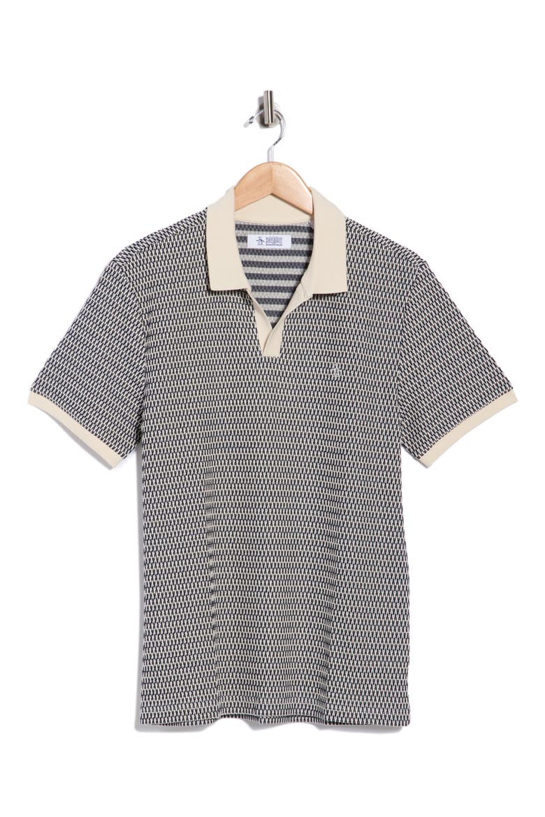 Crochet Stitch Johnny Collar Polo, Alternate, color, DARK SAPPHIRE