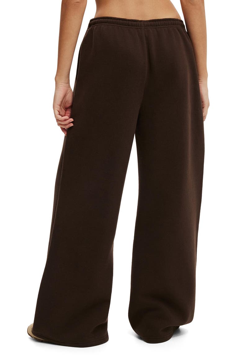 Women's Active Plush Tie Waist Wide Leg Sweatpant, Alternate, color, French Roast