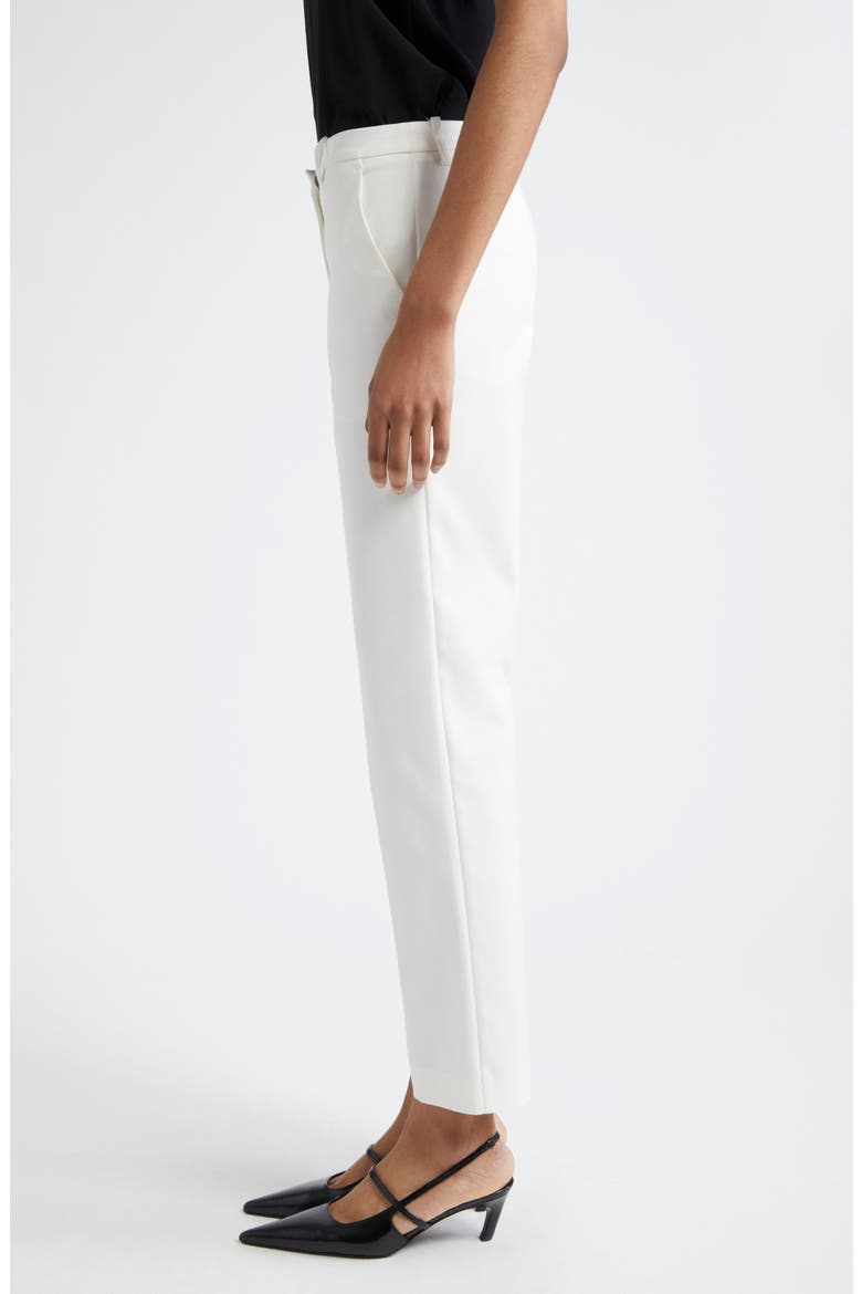 Cotton Blend Ankle Straight Leg Pants, Alternate, color, OFF WHITE