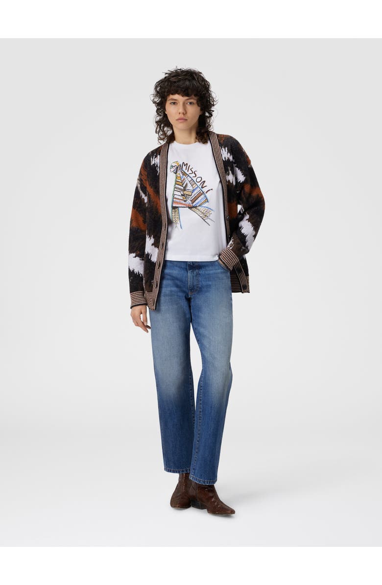 Missoni Short Sleeve T-shirt With Print And Logo, Alternate, color, White