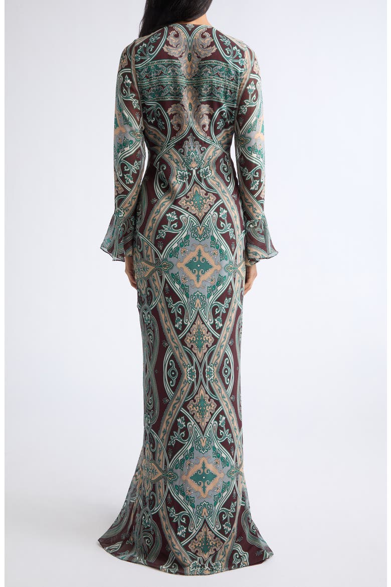 Daciana Long Sleeve Silk Dress, Alternate, color, RAISIN MULTI