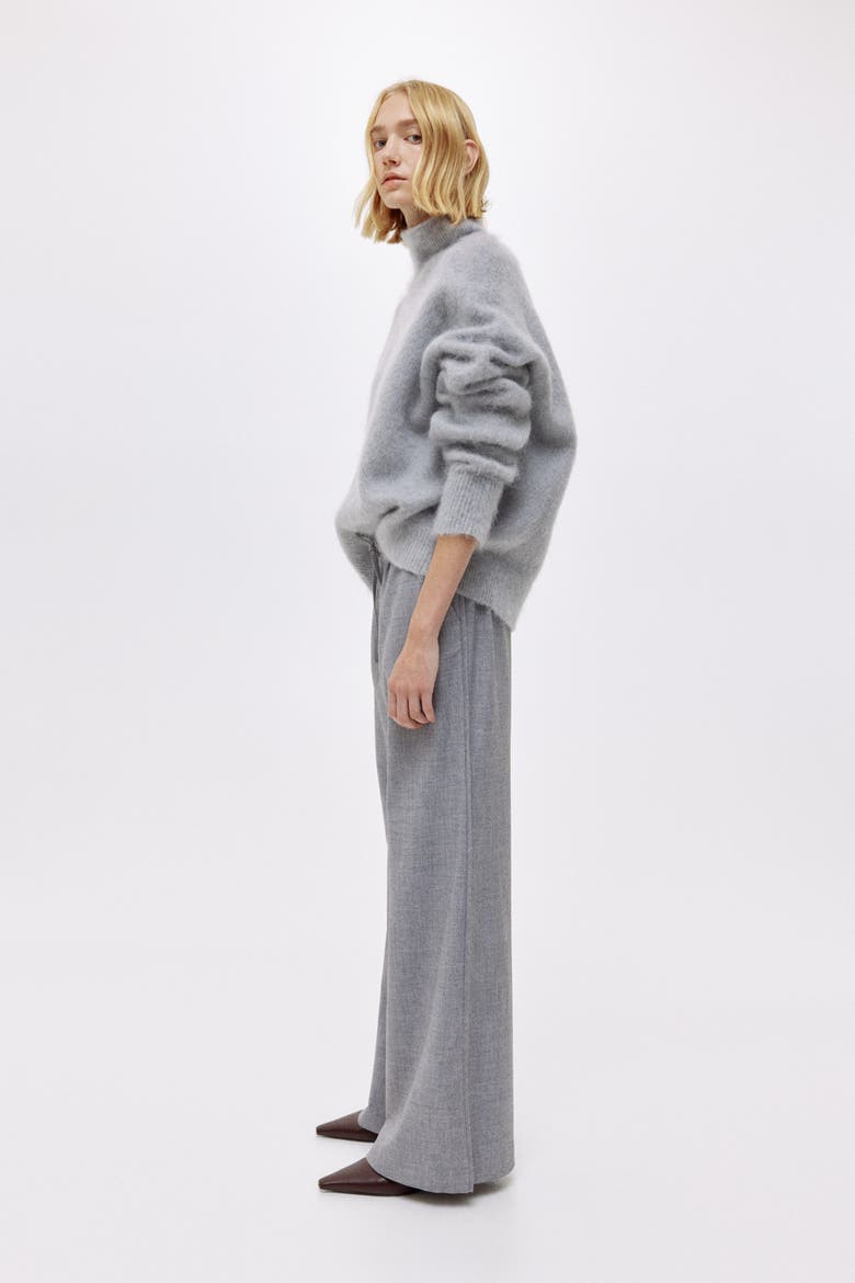 Flared Drawstring Trousers, Alternate, color, Gray melange