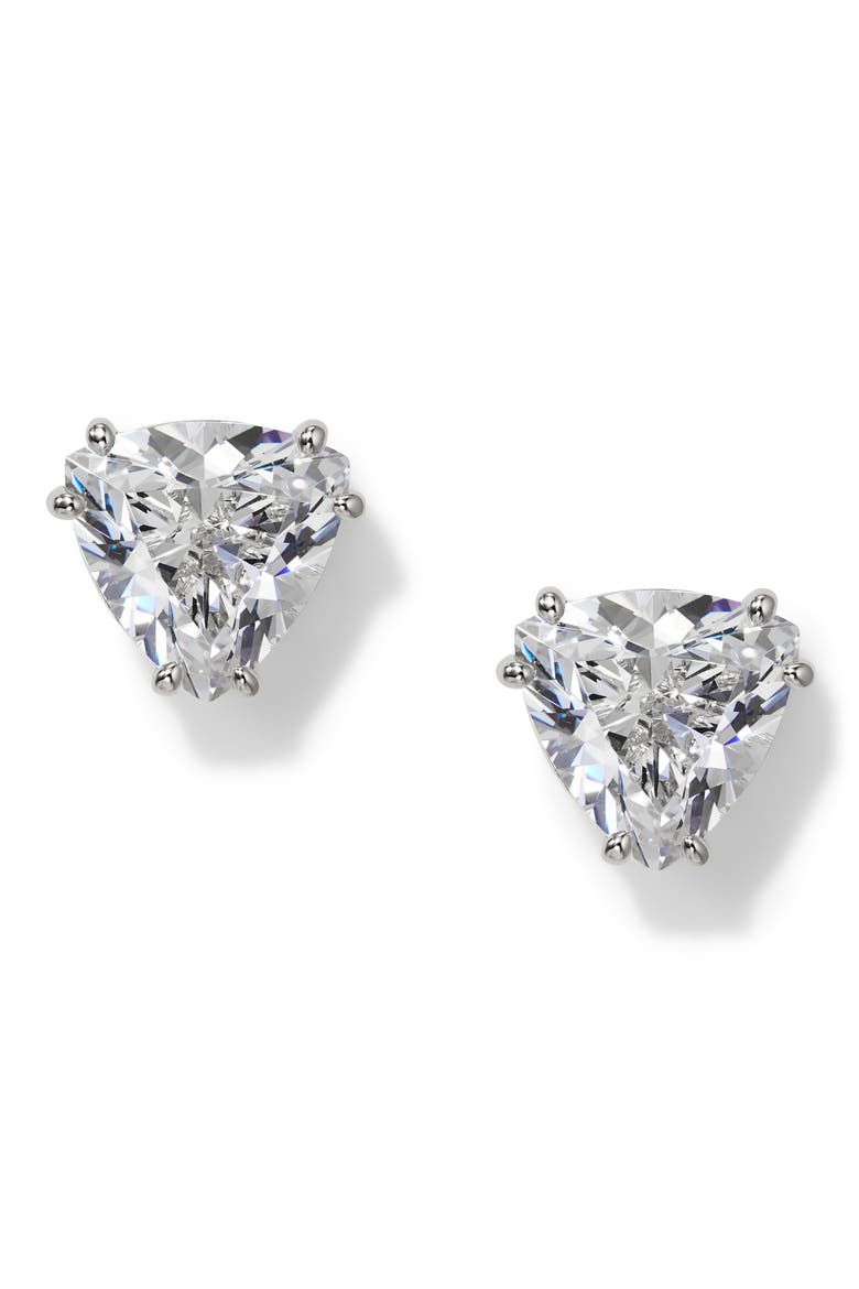 Luxor Trillion Cubic Zirconia Stud Earrings, Main, color, RHODIUM
