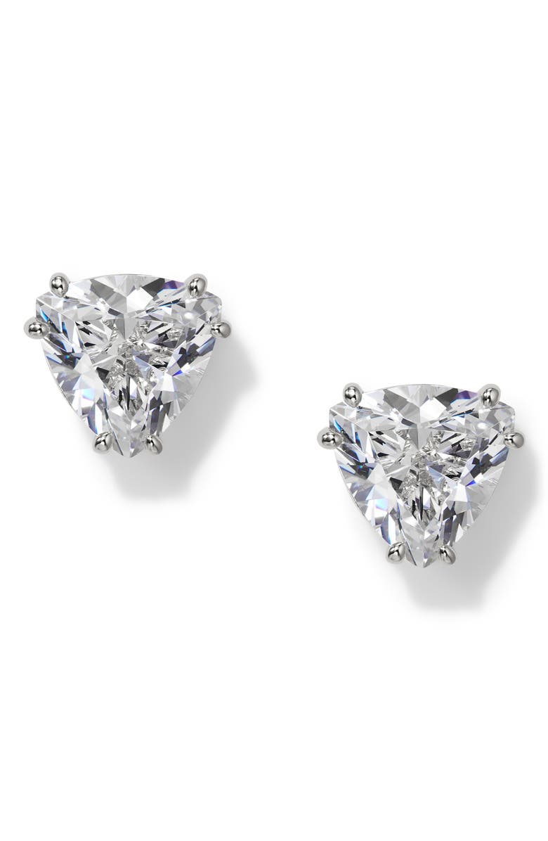 Nadri Luxor Trillion Cubic Zirconia Stud Earrings, Main, color, Rhodium