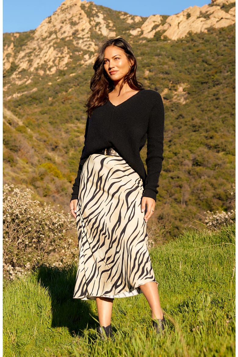 Zebra Print Bias Cut Skirt, Alternate, color, PRINT