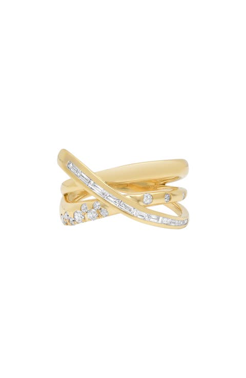 Papua Gold Diamond Crossover Ring