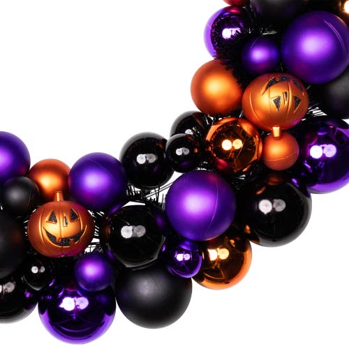 Northlight Jack-o-lanterns Shatterproof Ball Ornament Halloween Wreath In Multi