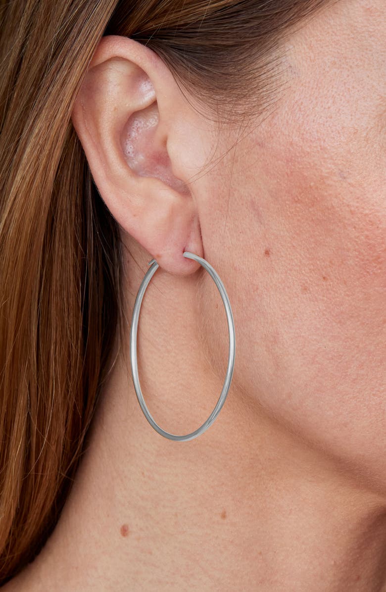 SAVVY CIE JEWELS Brazillian Hoop Earrings, Alternate, color, White Gold