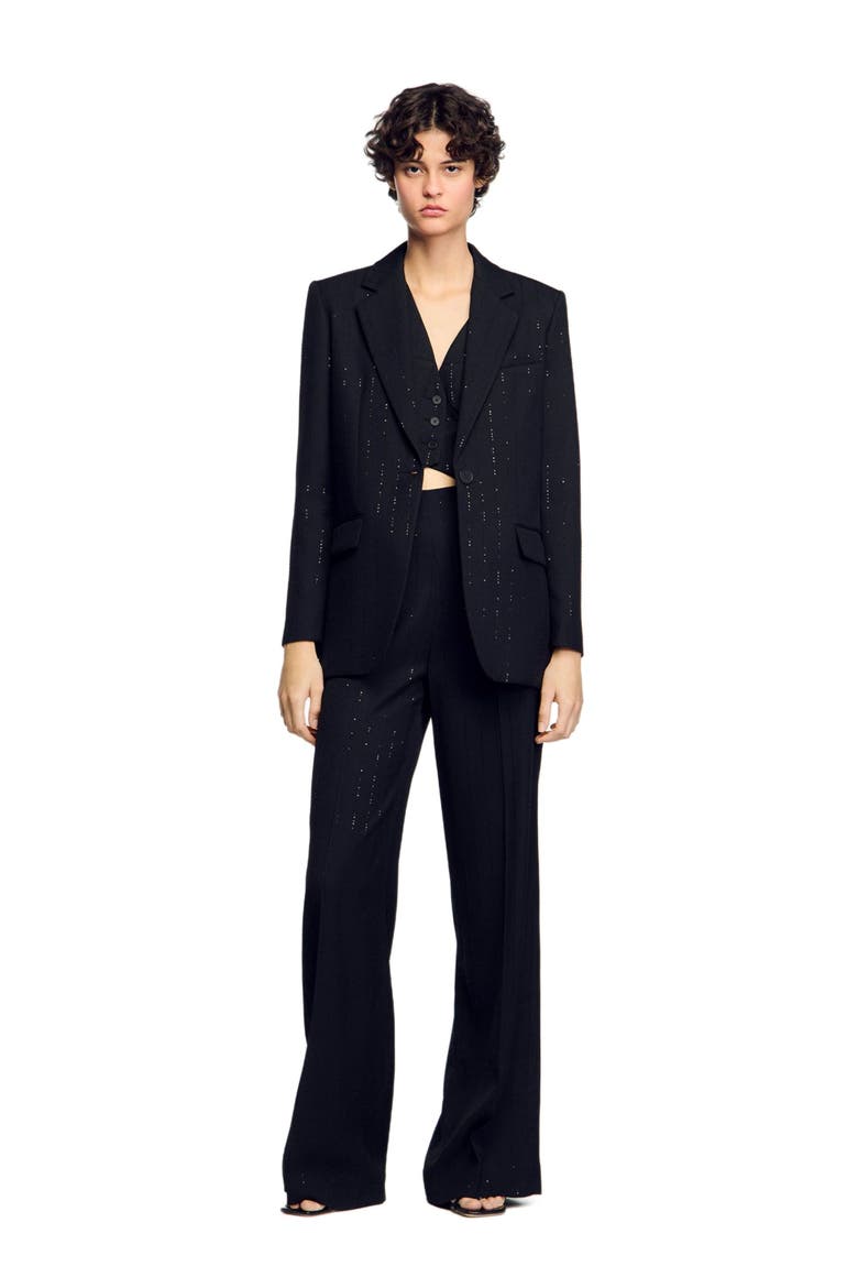 Sequinned suit jacket, Alternate, color, Black