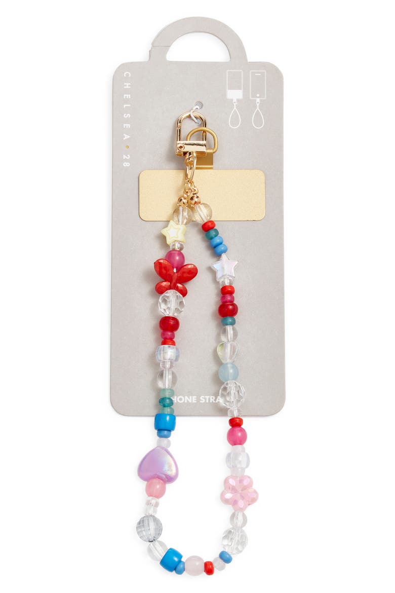 Beaded Phone Wrist Strap, Alternate, color, RED MULTI- GOLD