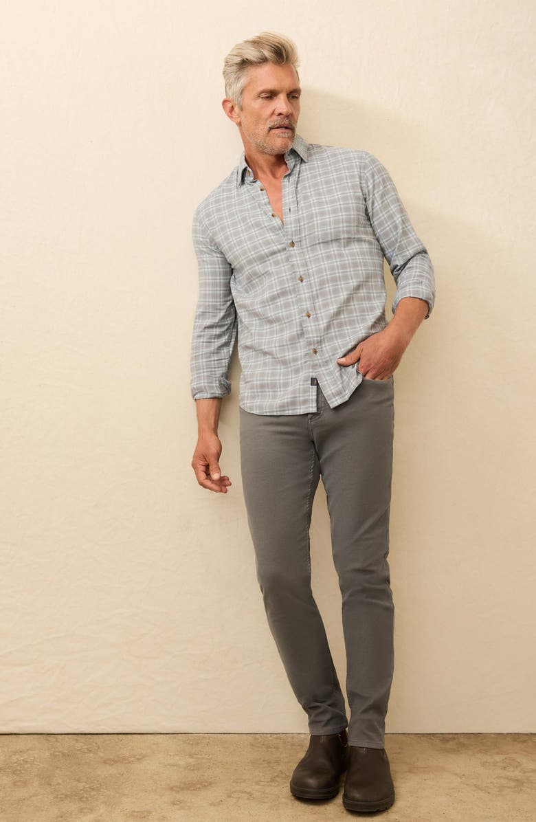 Faherty Movement Brushed Button-Up Shirt, Alternate, color, Ice Island Plaid