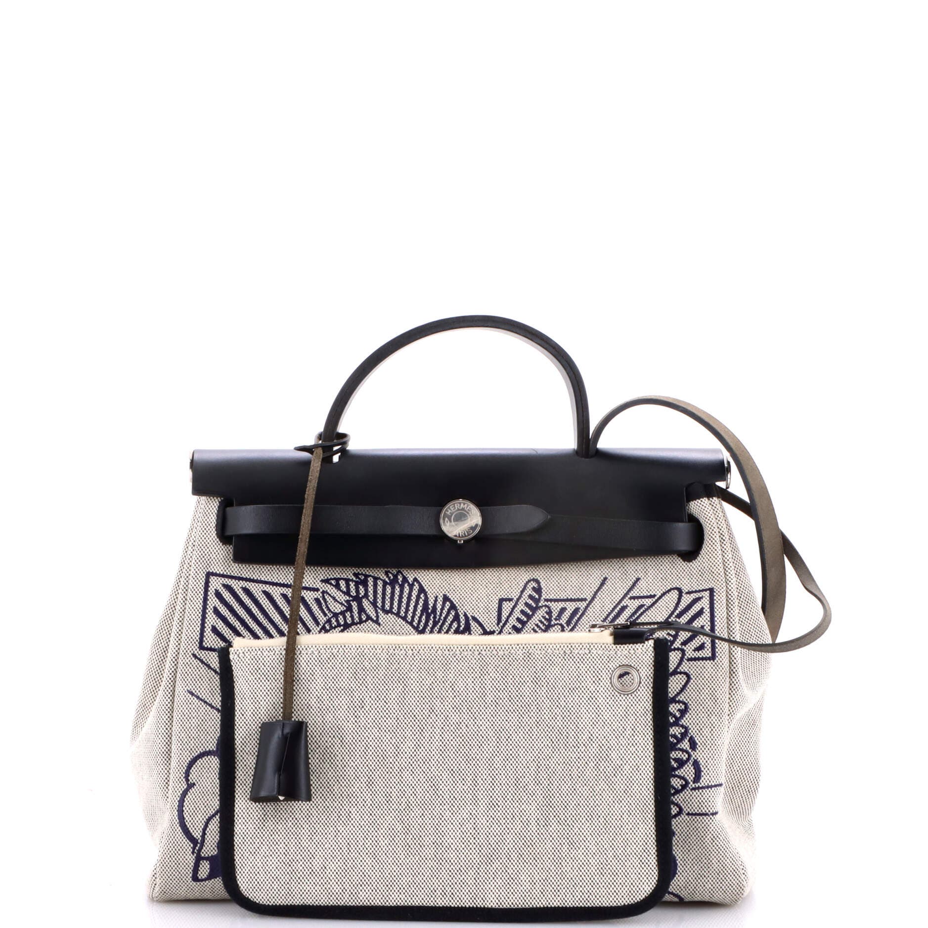 Pre-Owned Hermes Herbag Zip Pegase Pop Toile and Leather 31, Alternate, color, Bleu Indigo