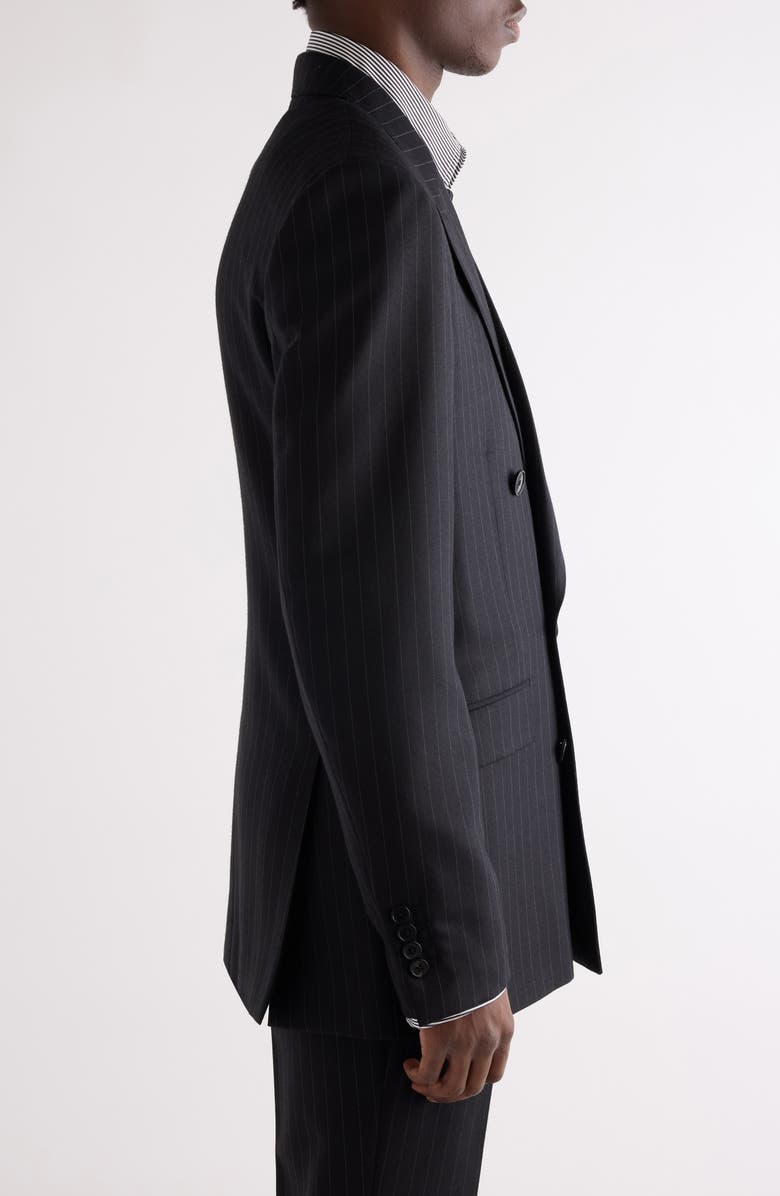 Givenchy Classic Fit Pinstripe Wool Double Breasted Suit Jacket, Alternate, color, Black/ Grey