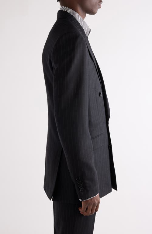 Givenchy Classic Fit Pinstripe Wool Double Breasted Suit Jacket In Black