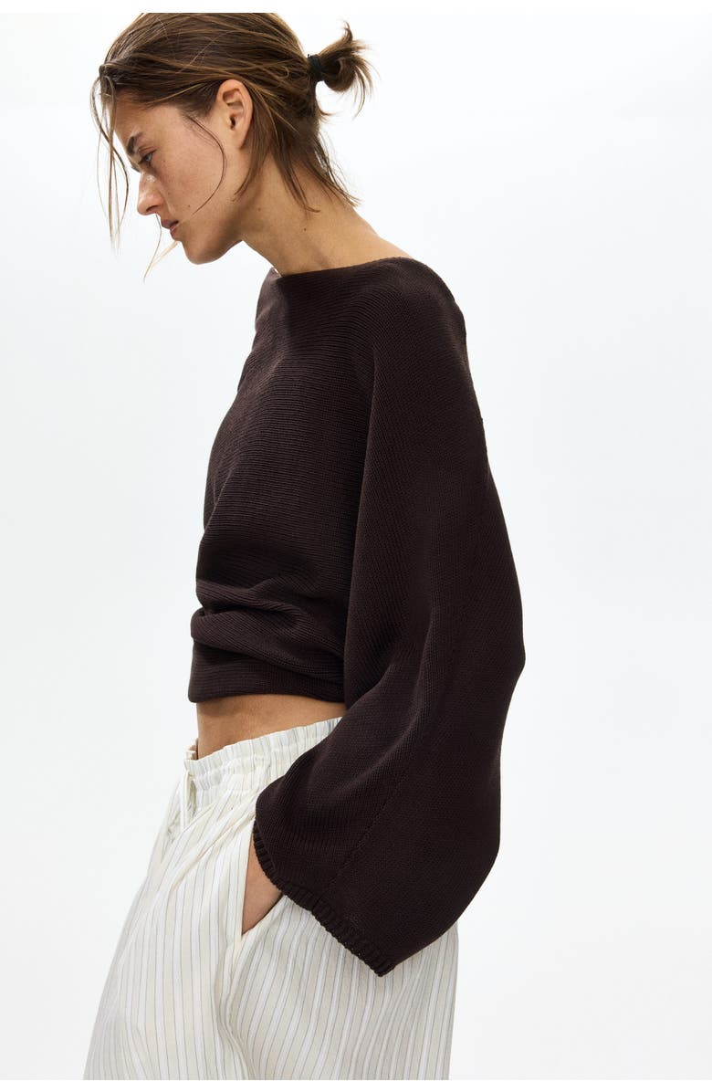 H&M Batwing-sleeved Jumper, Alternate, color, Dark Brown