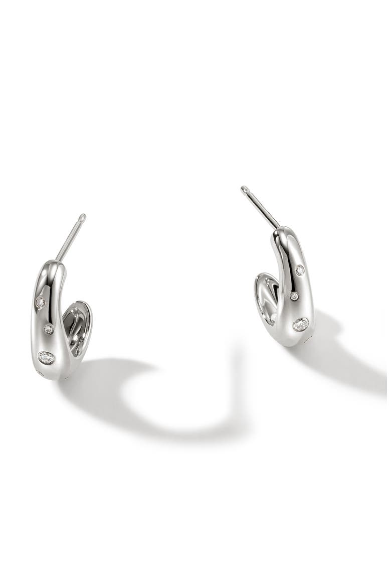 Surf J Hoop Earrings, Diamonds, 15mm, Main, color, SILVER