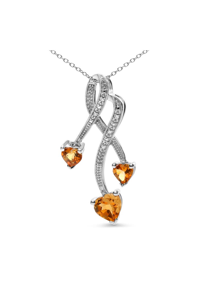 Silver Citrine and Diamond Accent Spiral Drop Pendant Necklace, Alternate, color, White