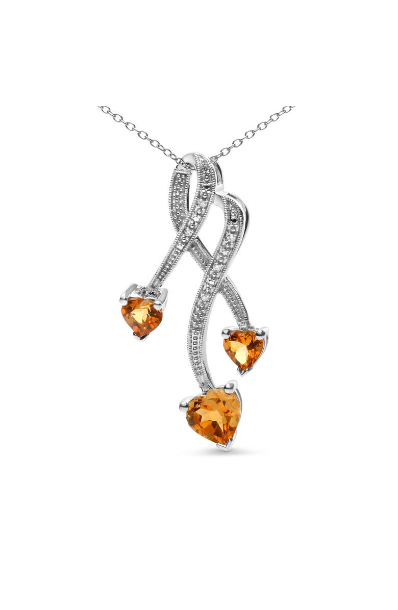 Haus of Brilliance Silver Citrine and Diamond Accent Spiral Drop Pendant Necklace, Alternate, color, White