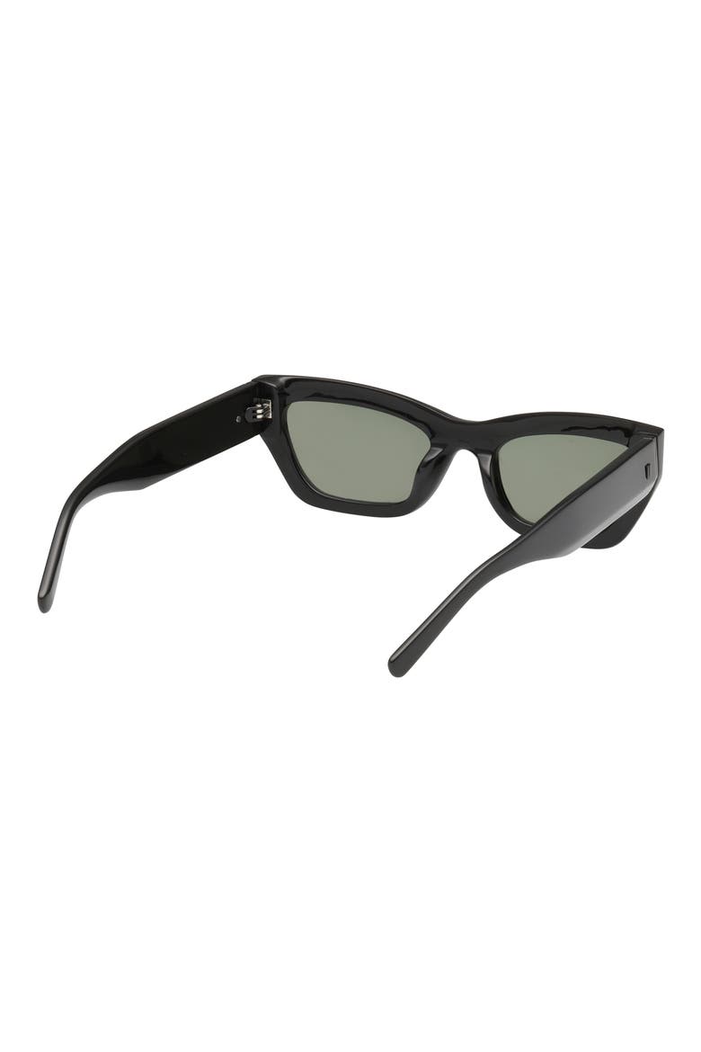 52mm Cat Eye Sunglasses, Alternate, color, SHINY BLACK / DARK GREEN LENS