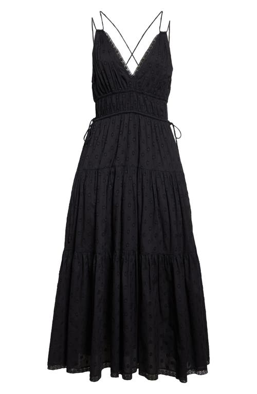 Ulla Johnson Freya Circle Jacquard Tiered Cotton Dress In Noir