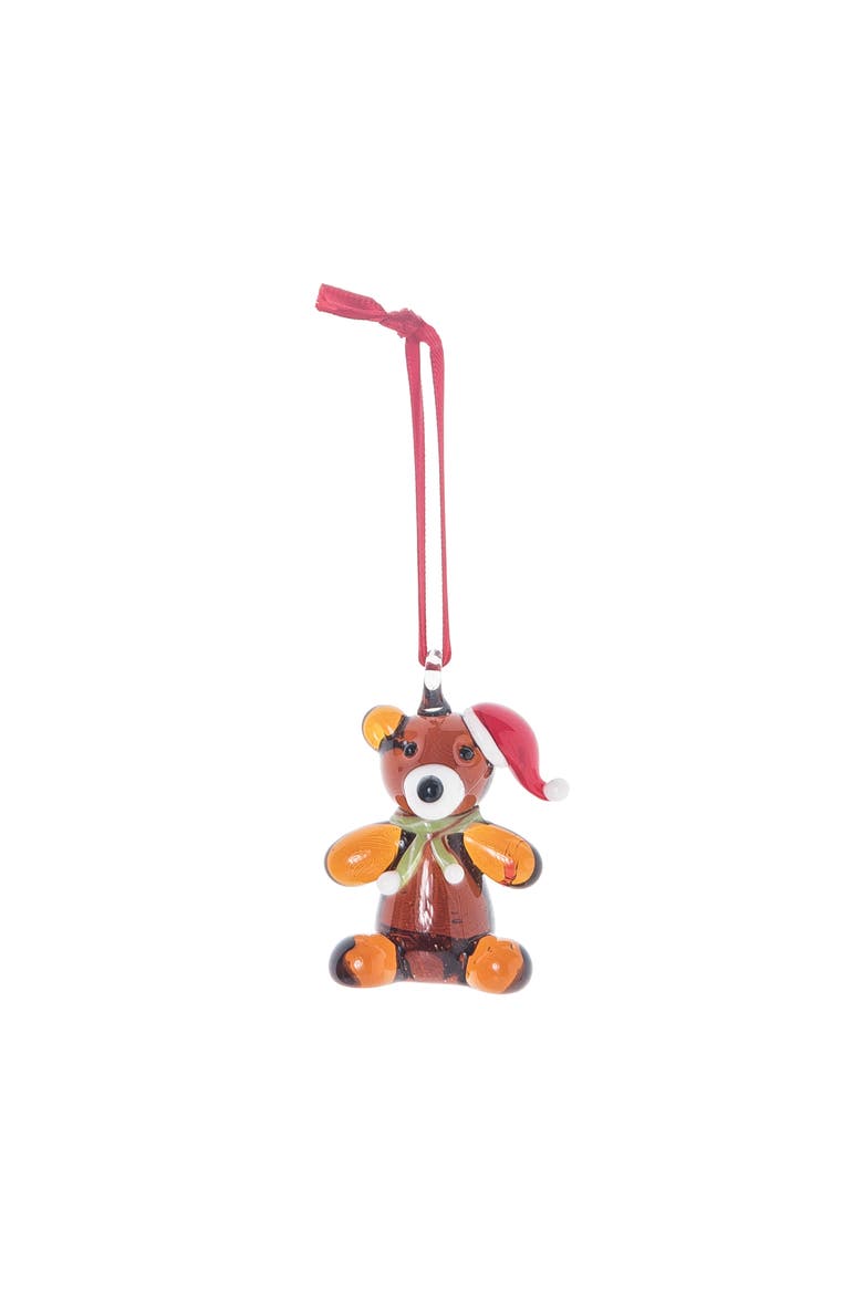 Glass Brown Bear Ornament, Main, color, Brown