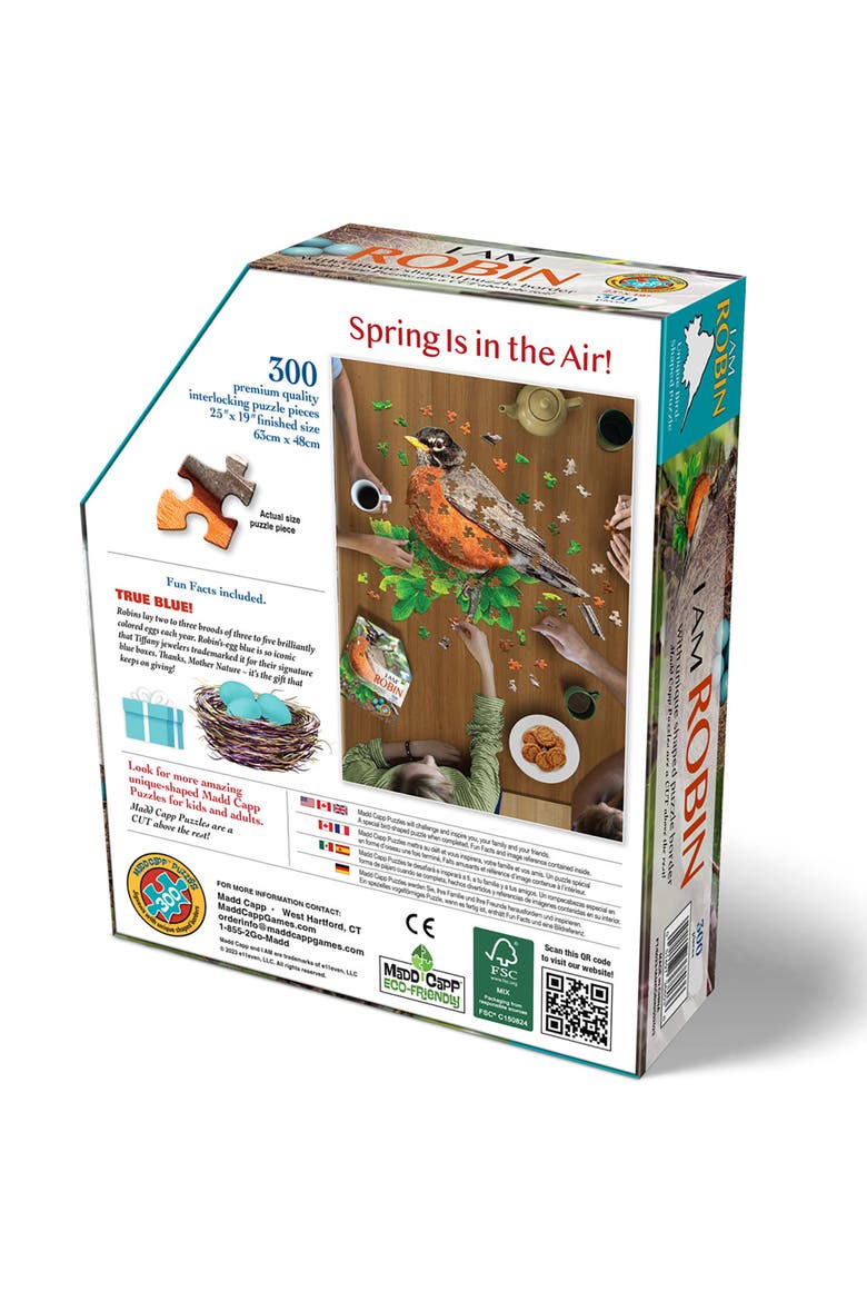 I Am Robin 300 Piece Jigsaw Puzzle Bird Shaped Puzzle, 25X19", Alternate, color, Multicolored