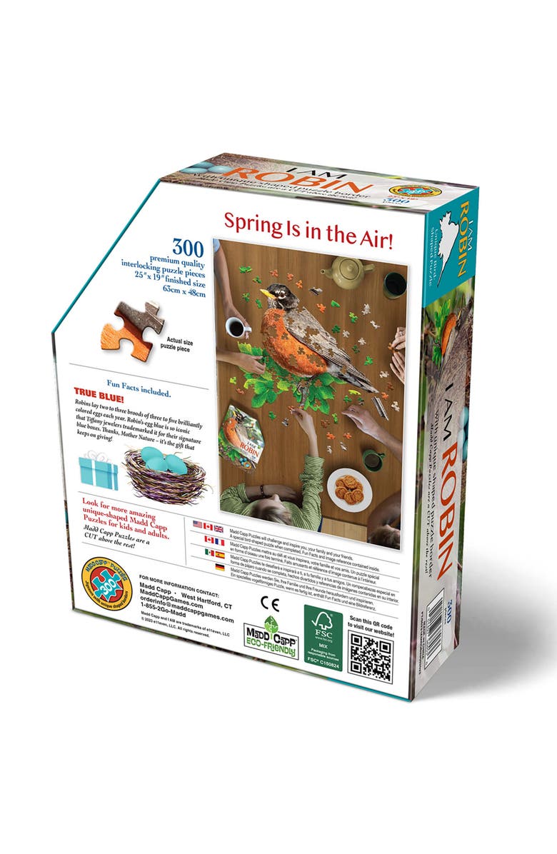 Madd Capp I Am Robin 300 Piece Jigsaw Puzzle Bird Shaped Puzzle, 25X19", Alternate, color, Multicolored