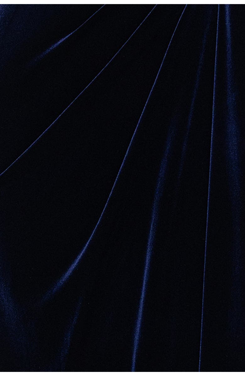 Betsy & Adam Ruched Velvet Column Gown, Alternate, color, Navy