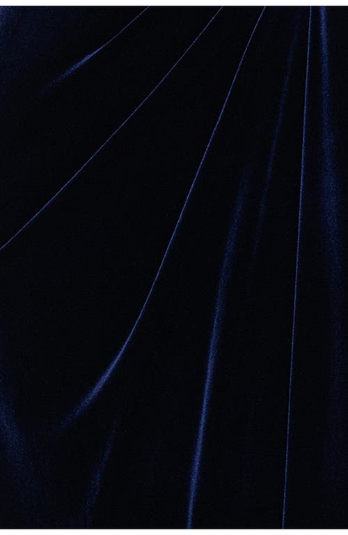 Betsy & Adam Ruched Velvet Column Gown In Black