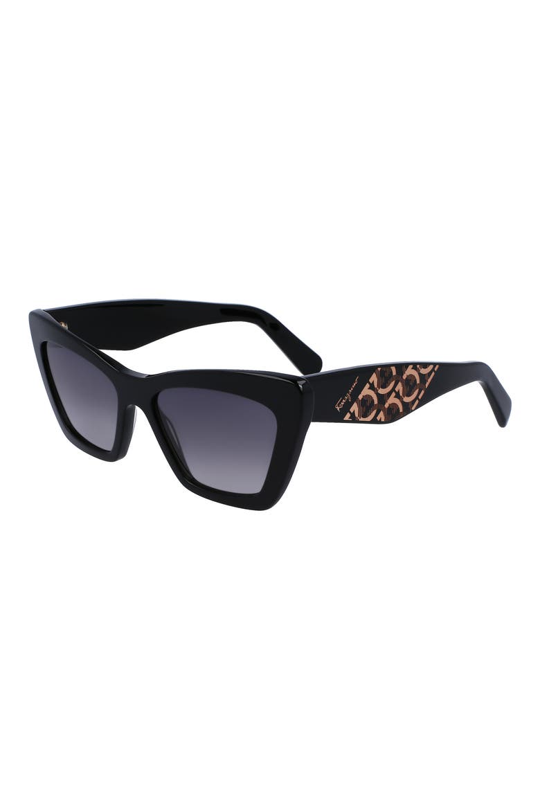 55mm Gradient Rectangular Sunglasses, Alternate, color, BLACK
