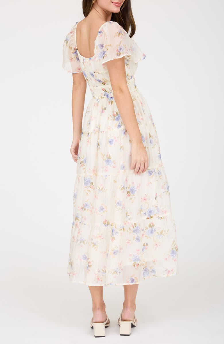 Blu Pepper Flutter Sleeve Floral Midi Dress, Alternate, color,