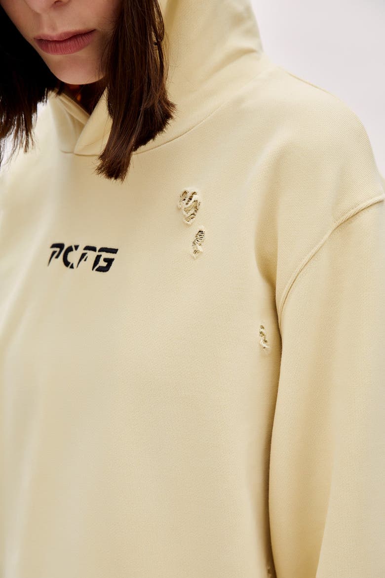 Cotton Destroyed Hoodie, Alternate, color, Chino Green