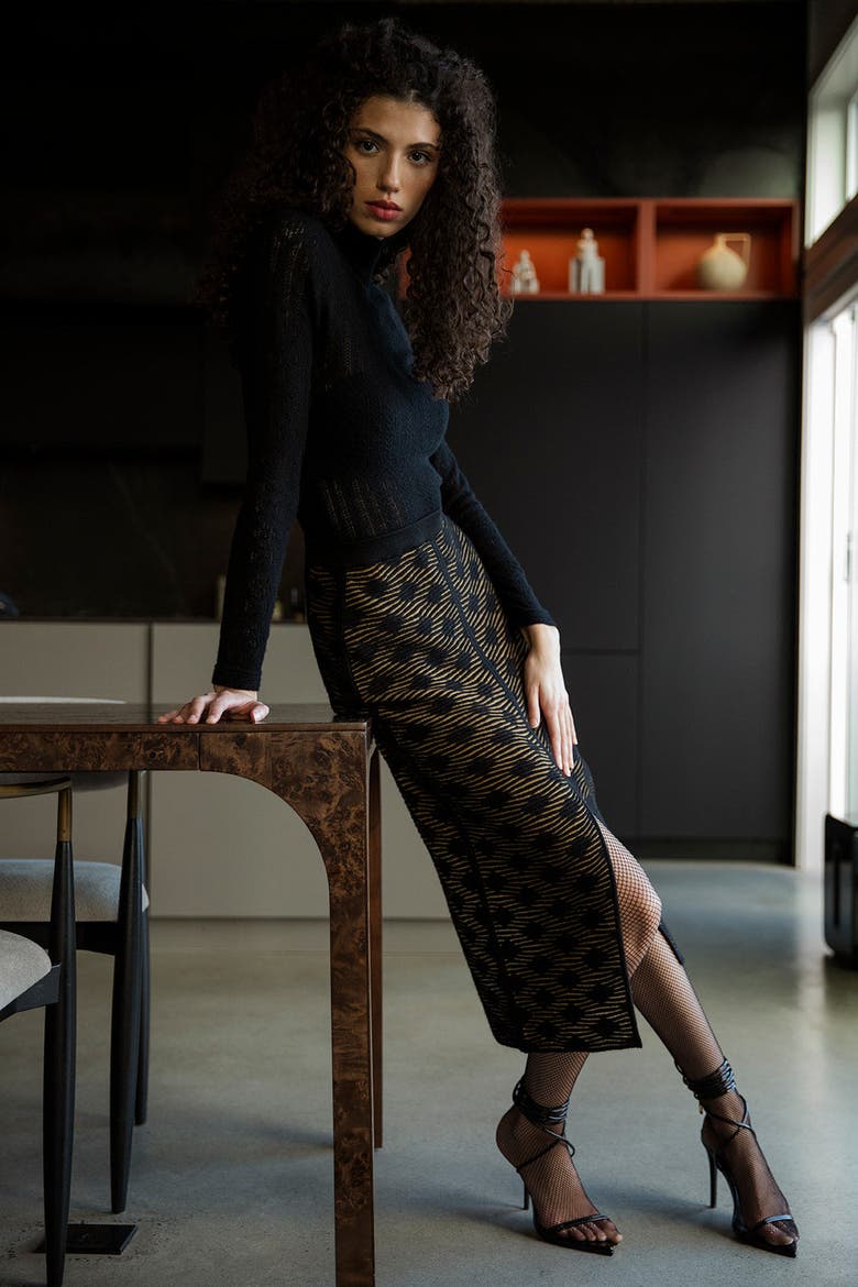 Ines Skirt, Alternate, color, GOLDEN BLACK