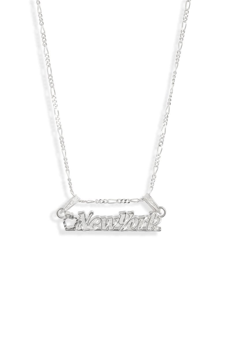 New York Pendant Necklace, Main, color, SILVER
