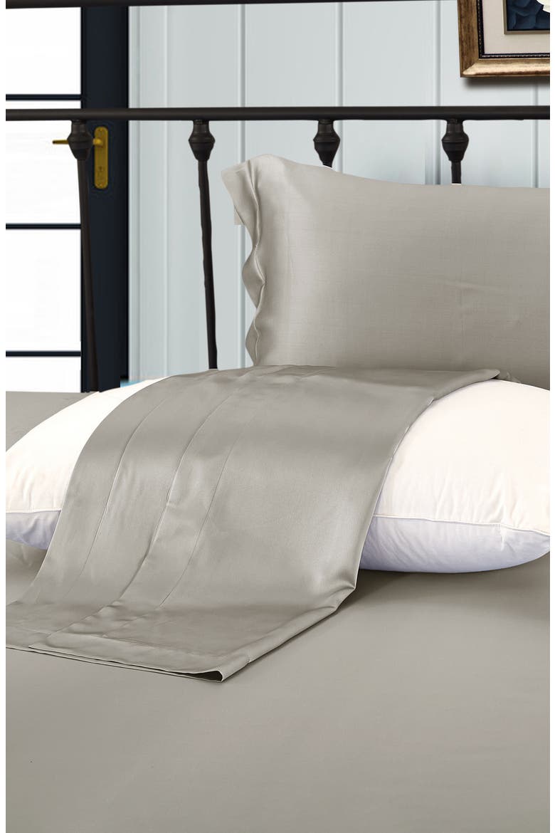 Pure Mulberry Silk Oxford Envelope Luxury Pillowcase, Alternate, color, Grey