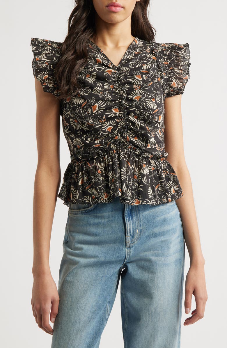 Rails Cali Floral Print Peplum Top, Main, color, Cassia