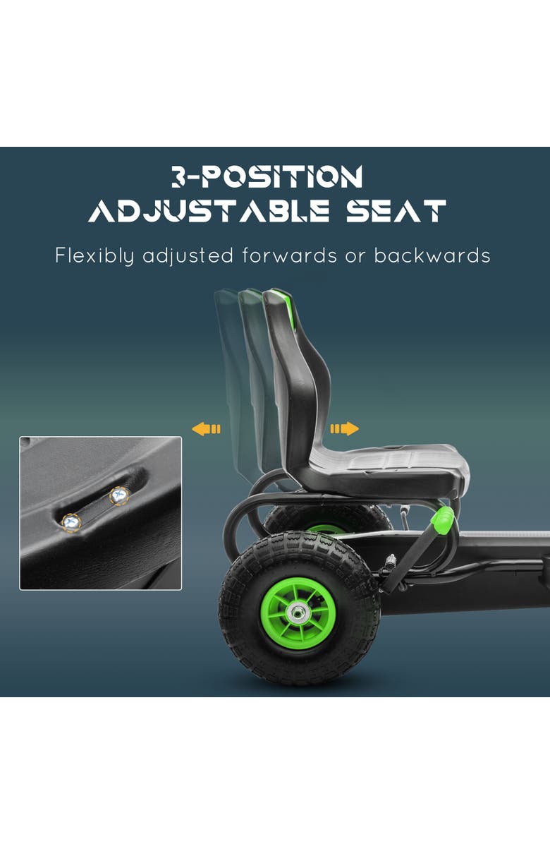 Aosom Ergonomic Pedal Go Kart with Wear-Resistant Tread, Alternate, color, Green