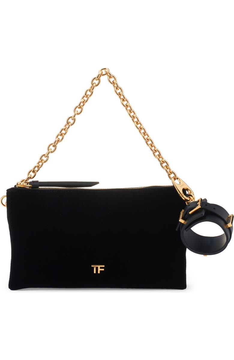 TOM FORD Carine Velvet Clutch with Removable Leather Cuff, Main, color,