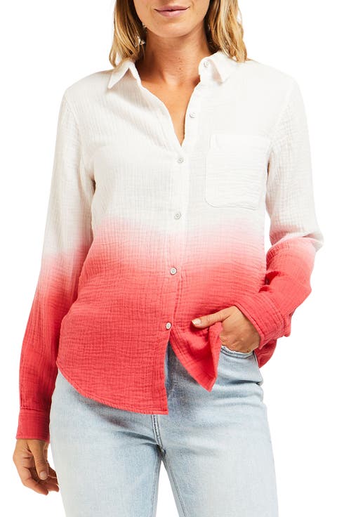 Belle Ombré Cotton Button-Up Shirt